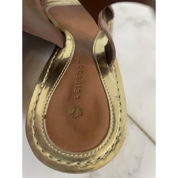 Leifsdottir Anthropologie Brown Leather Low Block Heel Sandals Size Euro 36 US 6 - Picture 5 of 7